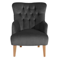 Wohnen Ohrenbackensessel in Anthrazit Samtvelours - Camcupa