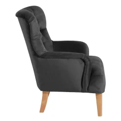 Wohnen Ohrenbackensessel in Anthrazit Samtvelours - Camcupa