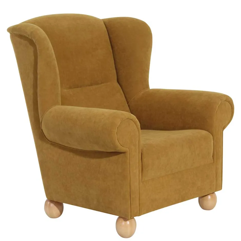 Ohrenbackensessel in Gelb Velours - Acigne^Wohnen Sale