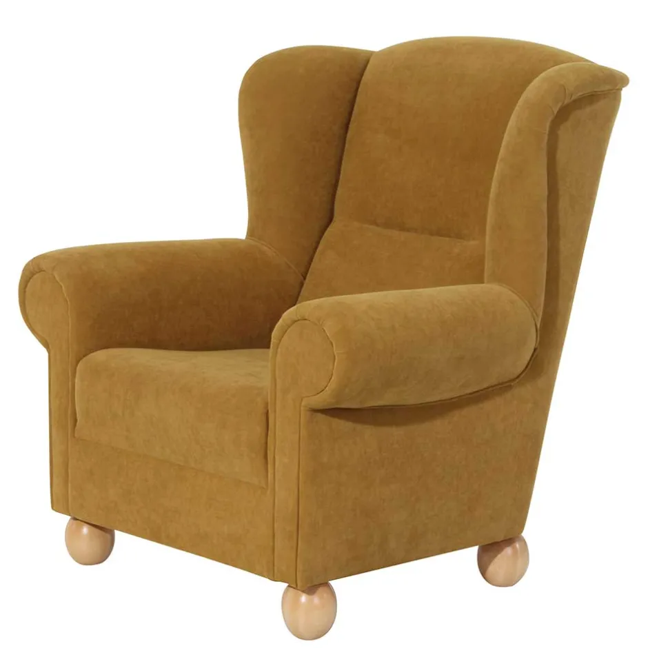 Ohrenbackensessel in Gelb Velours - Acigne^Wohnen Sale