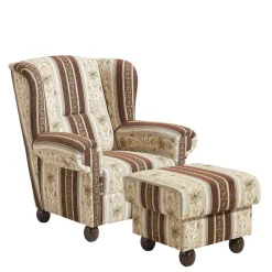 Ohrenbackensessel mit Streifen und Ornamenten - Etrinas^Wohnen