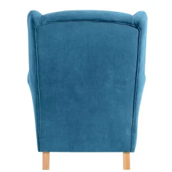 Ohrensessel aus Velours in Petrol - Edna^Wohnen Online