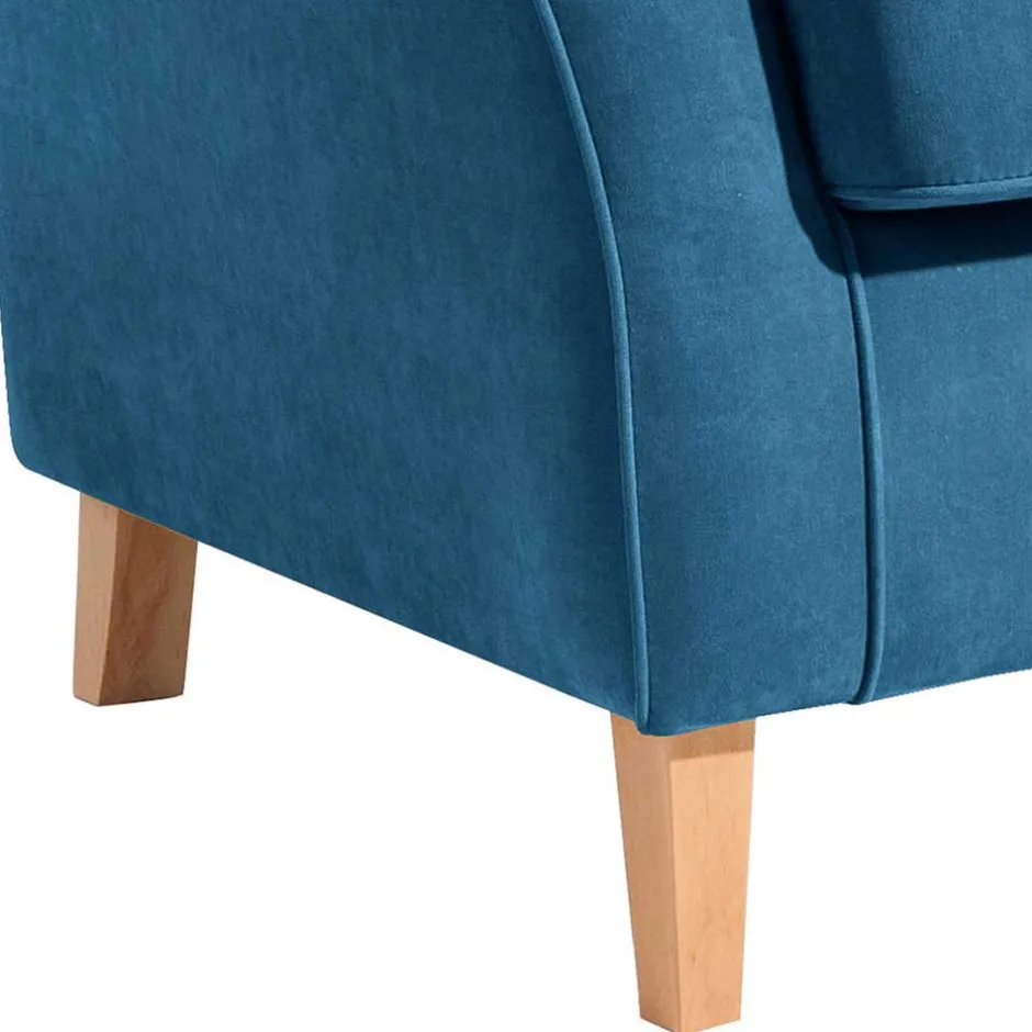 Ohrensessel aus Velours in Petrol - Edna^Wohnen Online