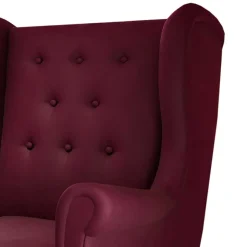 Wohnen Ohrensessel in Bordeaux Rot Samt - Marquita