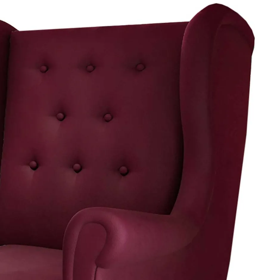 Wohnen Ohrensessel in Bordeaux Rot Samt - Marquita