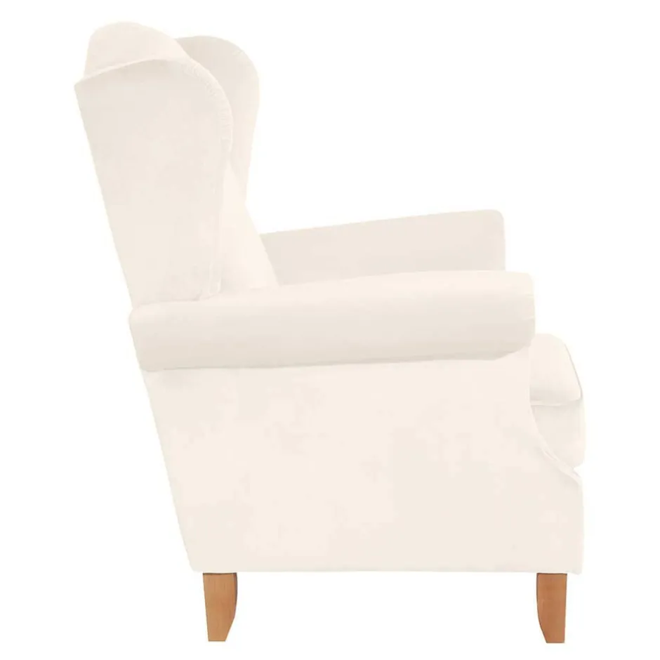 Wohnen Ohrensessel in Cremefarben Samtvelours - Leviada