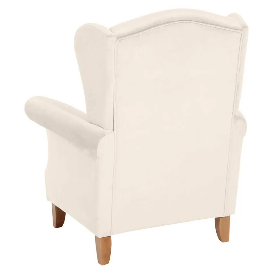 Wohnen Ohrensessel in Cremefarben Samtvelours - Leviada