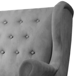 Wohnen Ohrensofa in Hellgrau Samtbezug - Renero