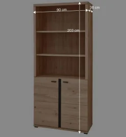 Ordnerregal mit drei Fächern und zwei Türen - Emly^Wohnen Discount