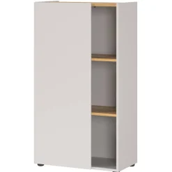 Wohnen Ordnerschrank in Hellgrau und Wildeiche Optik - Chiron