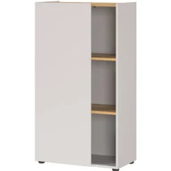 Wohnen Ordnerschrank in Hellgrau und Wildeiche Optik - Chiron