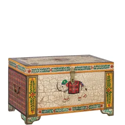 Wohnen Orient Design Truhe in Bunt mit Elefanten Motiv - Branle