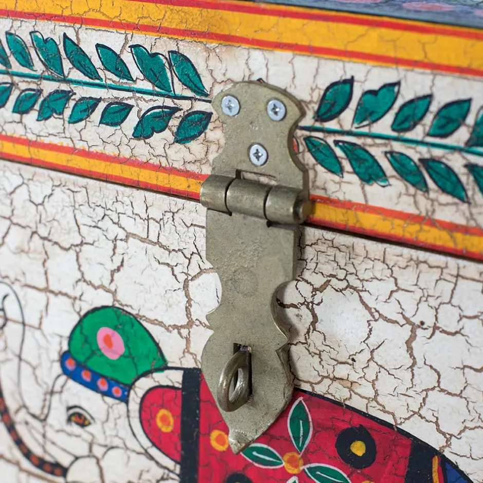 Wohnen Orient Design Truhe in Bunt mit Elefanten Motiv - Branle