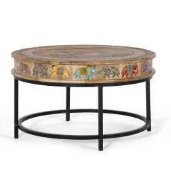 Wohnen Orient Style Couchtisch mit Elefanten farbenfroh bemalt - Tabacho