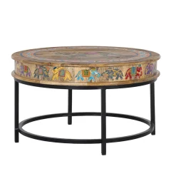 Wohnen Orient Style Couchtisch mit Elefanten farbenfroh bemalt - Tabacho
