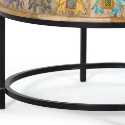 Wohnen Orient Style Couchtisch mit Elefanten farbenfroh bemalt - Tabacho