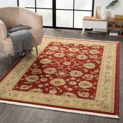 Wohnen Orient Teppich in Dunkelrot und Beige - Malaya