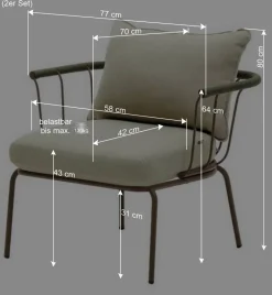 Wohnen Outdoor Sessel aus braunem Metall - Ragusca (2er Set)