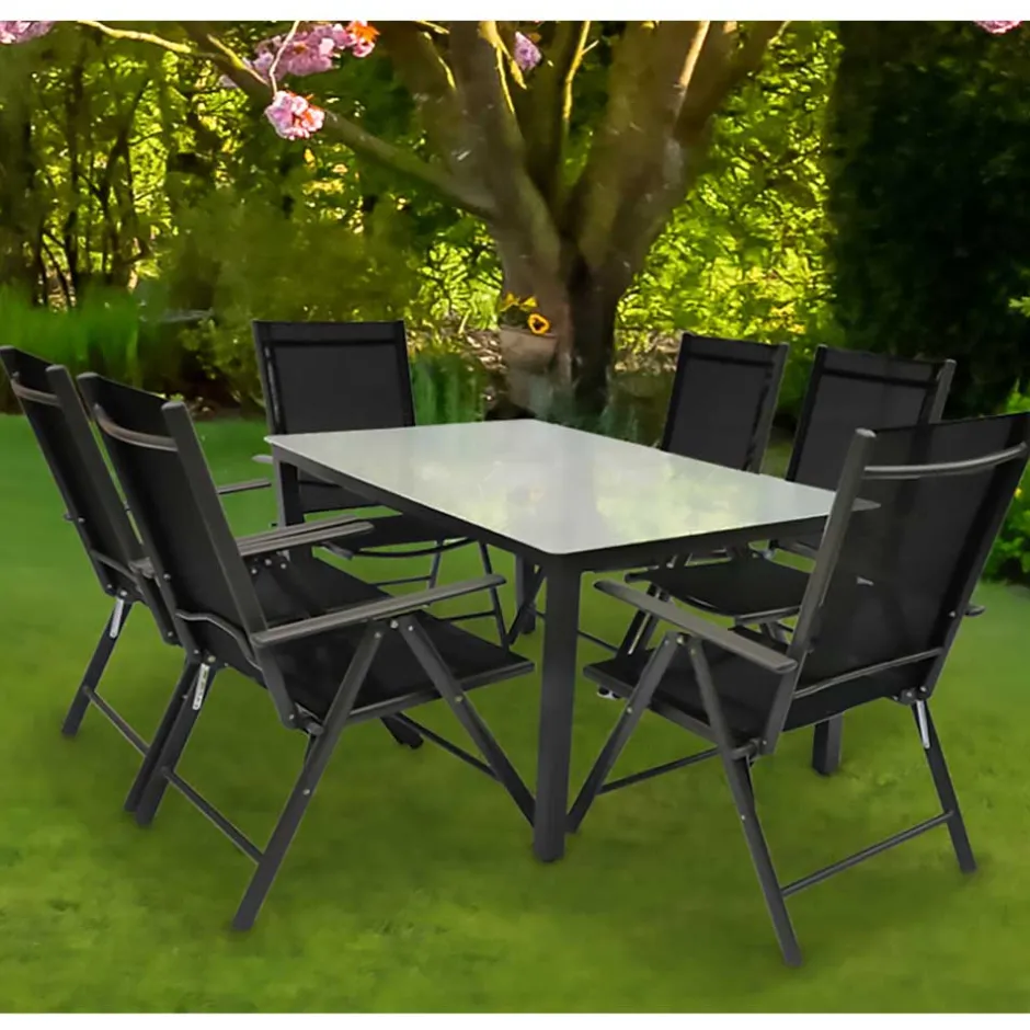 Outdoor Sitzgruppe mit Glastisch - Franatico (siebenteilig)^Wohnen New