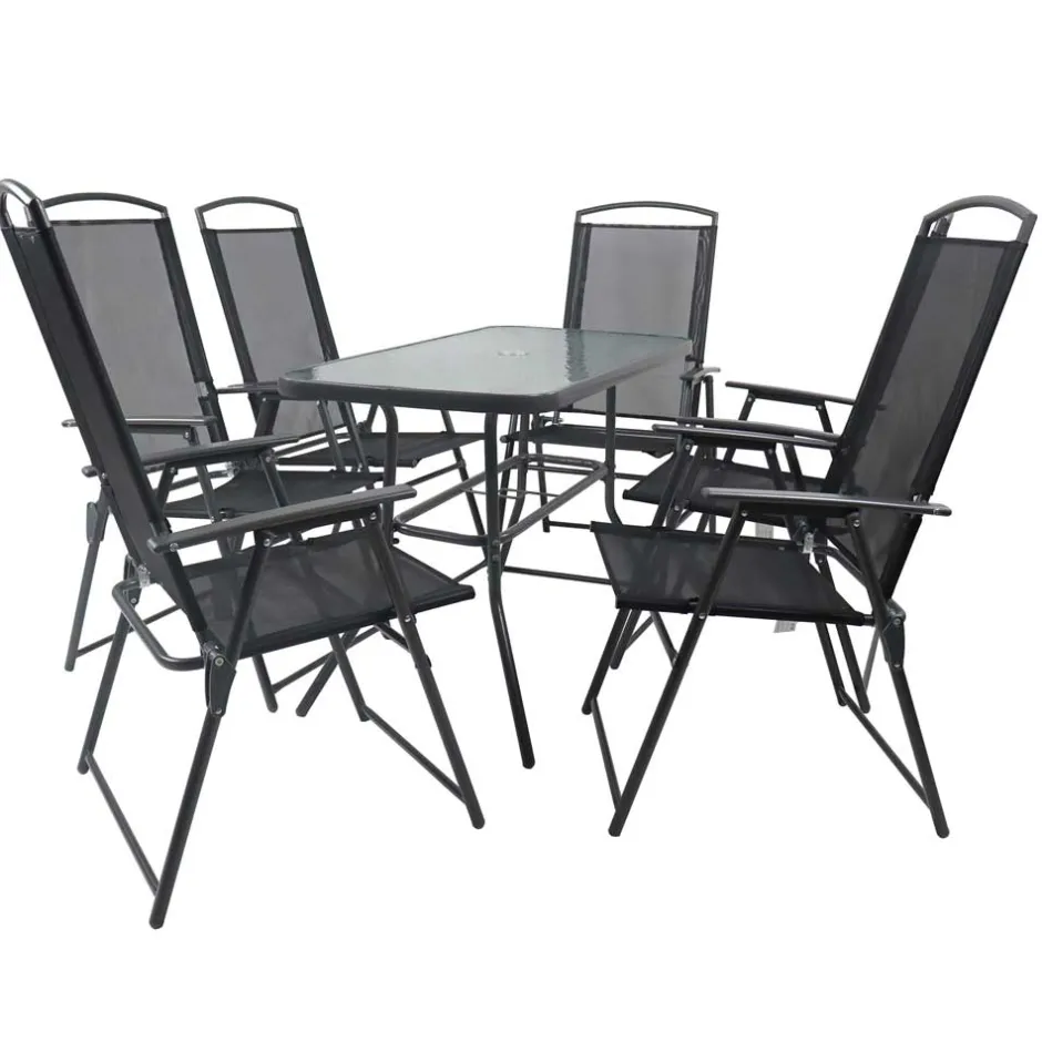 Wohnen Outdoor Tisch & Klappstühle Set - Alcamo (siebenteilig)