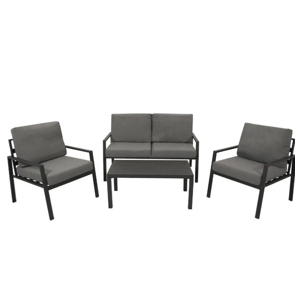 Wohnen Outdoor-Lounge Set aus Aluminium - Zebrano (vierteilig)