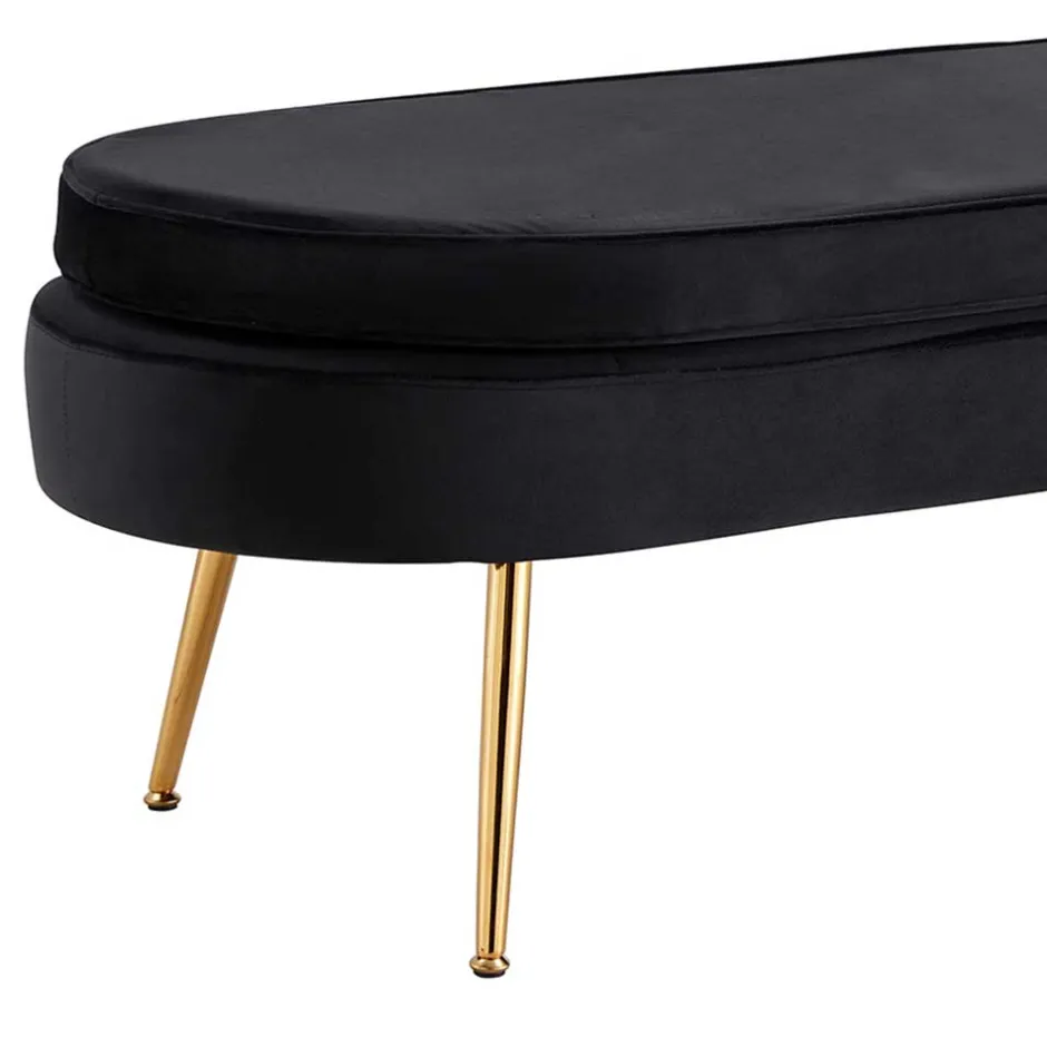 Ovale Ankleidebank in Schwarz Samt - Barbara^Wohnen Sale