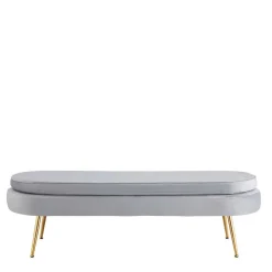Wohnen Ovale Bettbank in Hellgrau Samtstoff - Baily