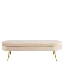 Wohnen Ovale Polsterbank in Beige & Gold - Mamoud