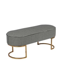 Wohnen Ovale Polsterbank mit Hahnentritt Muster - Gasilia