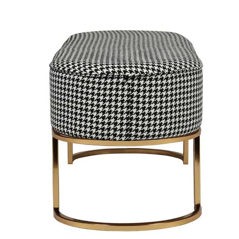 Wohnen Ovale Polsterbank mit Hahnentritt Muster - Gasilia