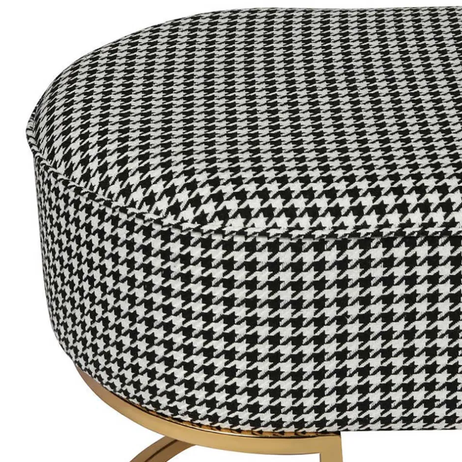 Wohnen Ovale Polsterbank mit Hahnentritt Muster - Gasilia