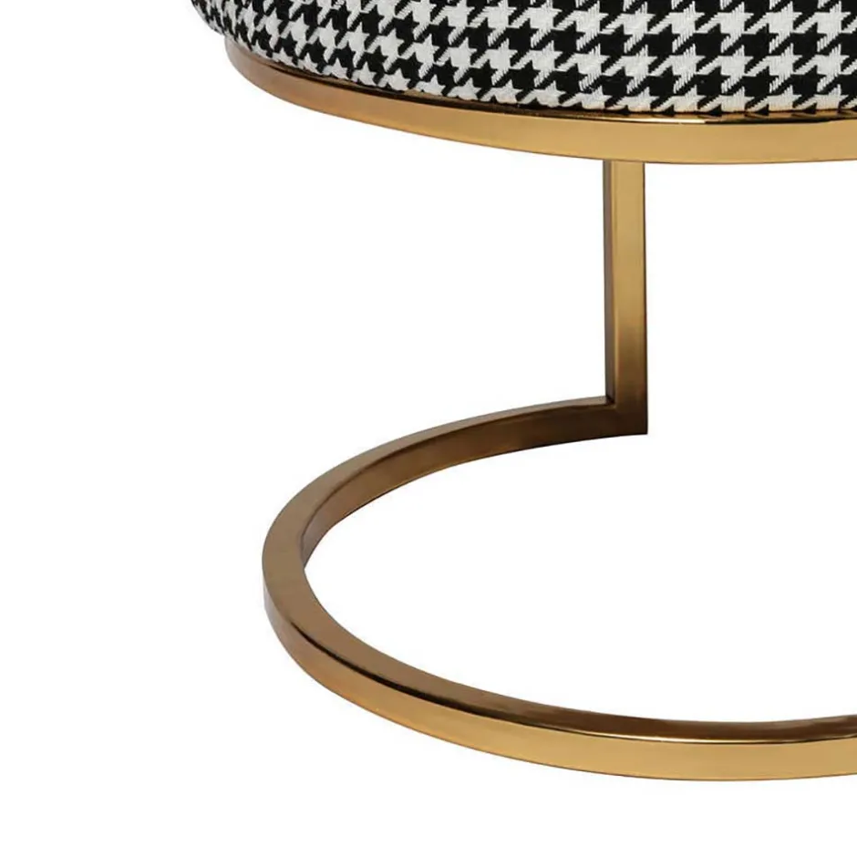 Wohnen Ovale Polsterbank mit Hahnentritt Muster - Gasilia