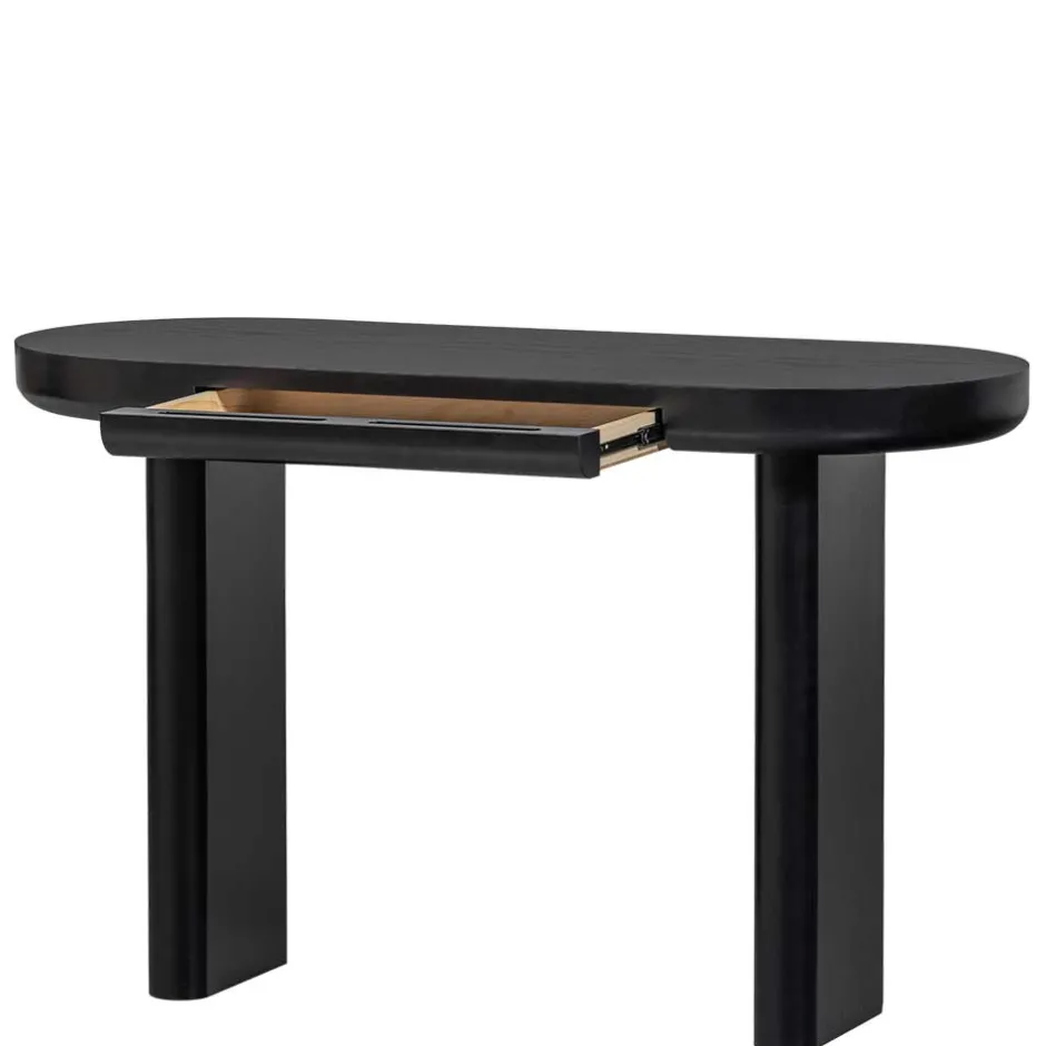 Ovaler Design Schreibtisch in Schwarz Holzoptik - Belinda^Wohnen Hot
