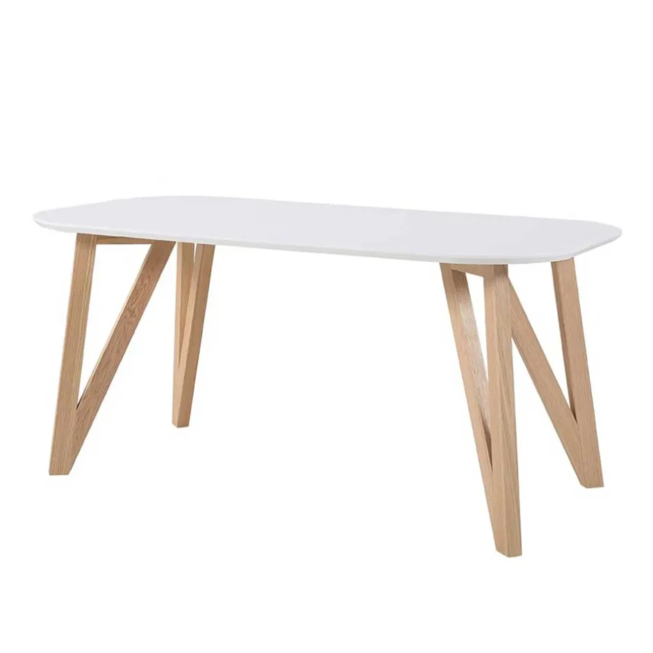 Wohnen Ovaler Designtisch in Weiß & Eichefarben - Calypso