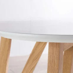 Wohnen Ovaler Designtisch in Weiß & Eichefarben - Calypso