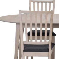 Ovaler Esstisch Eiche White Wash & 4 Stühle Pessoa mit Webstoff Grau (fünfteilig)^Wohnen Hot