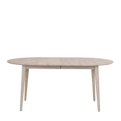 Ovaler Esstisch Eiche White Wash & 4 Stühle Pessoa mit Webstoff Grau (fünfteilig)^Wohnen Hot