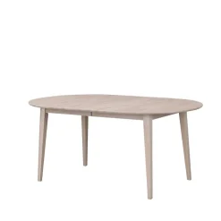 Ovaler Esstisch Eiche White Wash & 4 Stühle Pessoa mit Webstoff Grau (fünfteilig)^Wohnen Hot