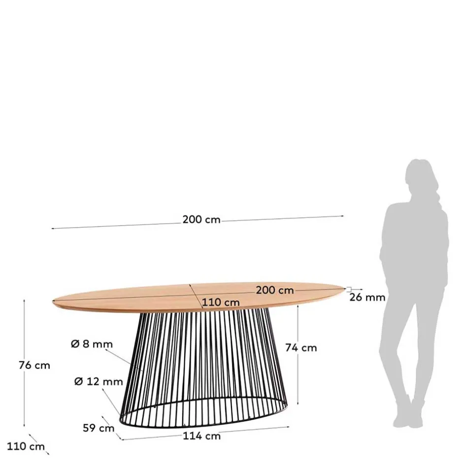 Wohnen Ovaler Esstisch mit Eisen Drahtgestell - Rubins