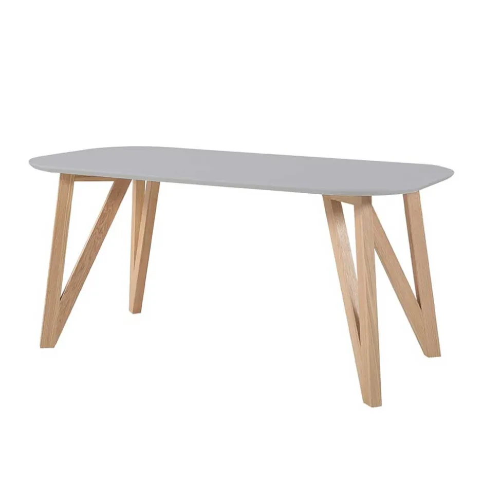 Wohnen Ovaler Esszimmer Esstisch in Grau & Eichefarben - Mevyda
