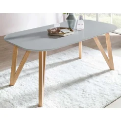 Wohnen Ovaler Esszimmer Esstisch in Grau & Eichefarben - Mevyda
