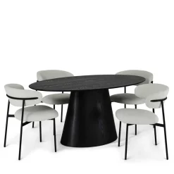 Wohnen Ovaler Esszimmertisch in Schwarz Eiche - Vuschea