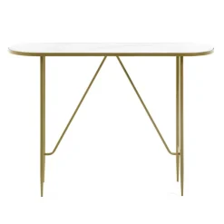 Wohnen Ovaler Konsolentisch mit Glas Marmoroptik - Bremona