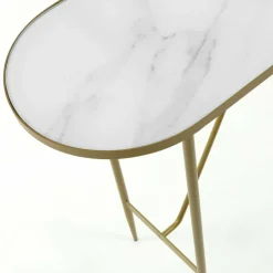 Wohnen Ovaler Konsolentisch mit Glas Marmoroptik - Bremona