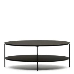 Ovaler Sofatisch aus Glas und Metall - Calama^Wohnen New