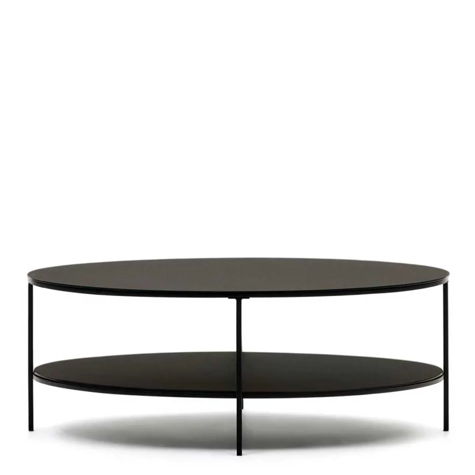 Ovaler Sofatisch aus Glas und Metall - Calama^Wohnen New