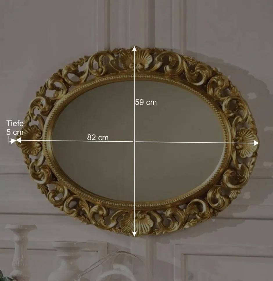 Ovaler Spiegel mit goldenem Rahmen - Carlenna^Wohnen Online
