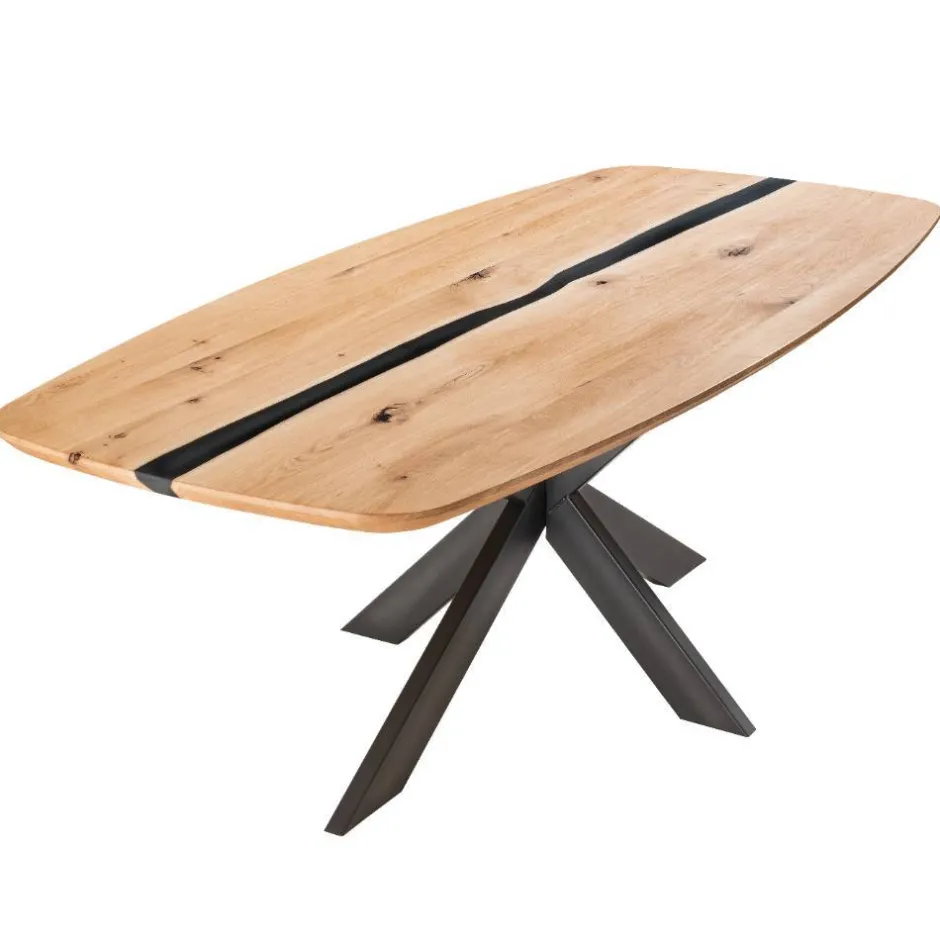 Wohnen Ovaler Wildeichetisch mit Epoxid-Harz-Einlage - Tyvoria