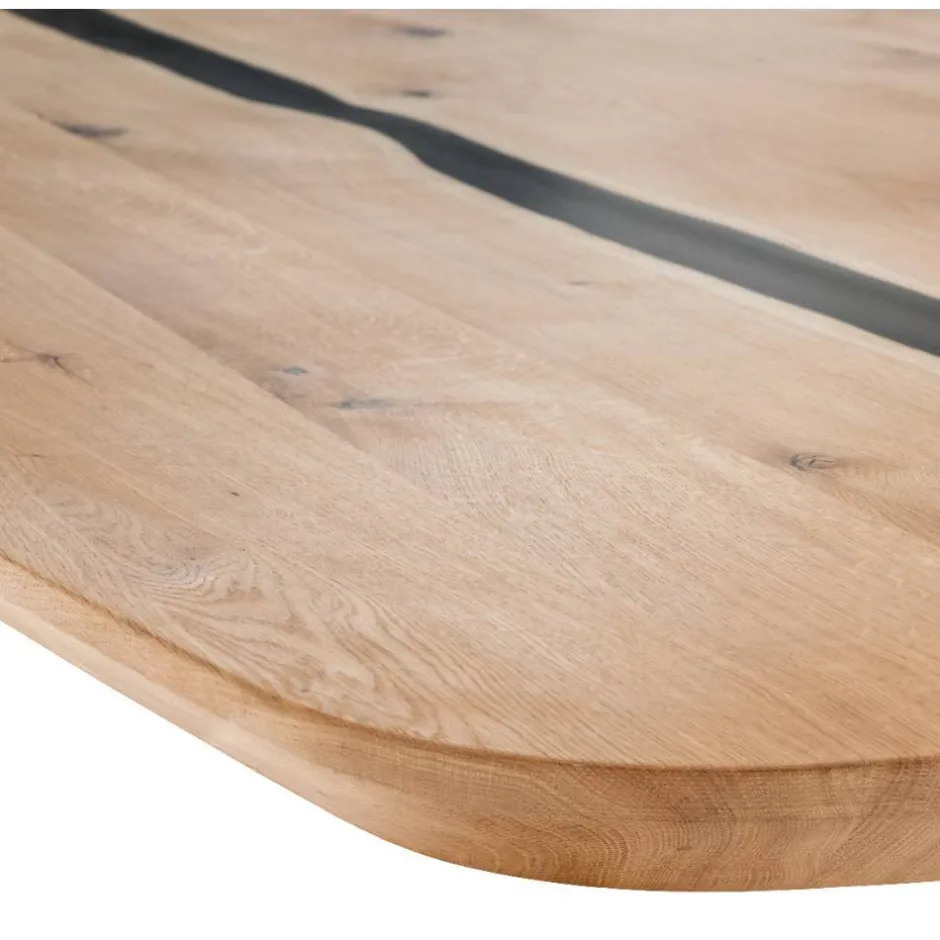 Wohnen Ovaler Wildeichetisch mit Epoxid-Harz-Einlage - Tyvoria