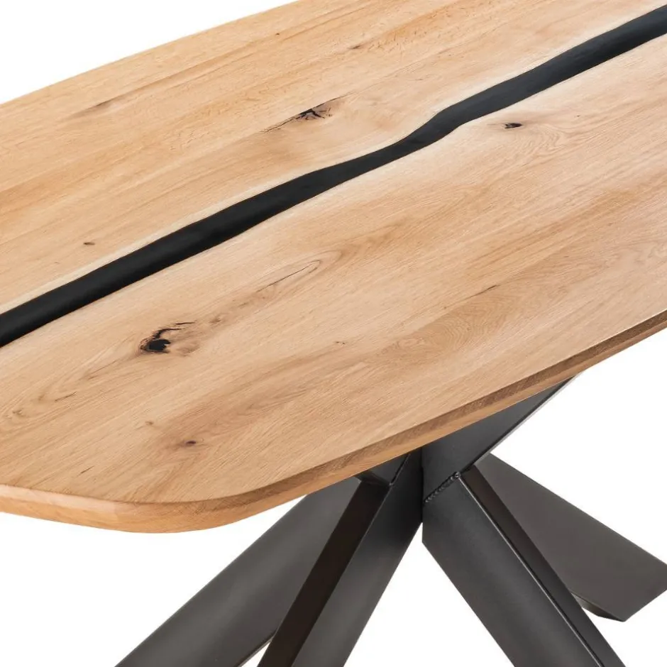 Wohnen Ovaler Wildeichetisch mit Epoxid-Harz-Einlage - Tyvoria